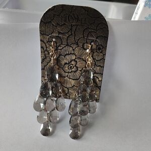 Noir Jewelry Smoky Crystal Teardrop Chandelier Earrings